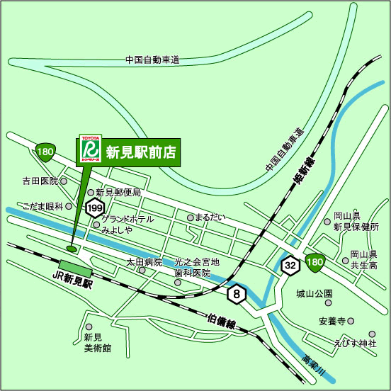 トヨタレンタリース岡山 新見駅前店地図