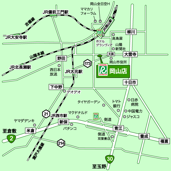 トヨタレンタリース岡山 岡山店地図