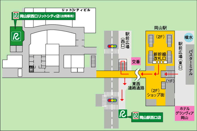 トヨタレンタリース岡山 岡山駅西口店地図