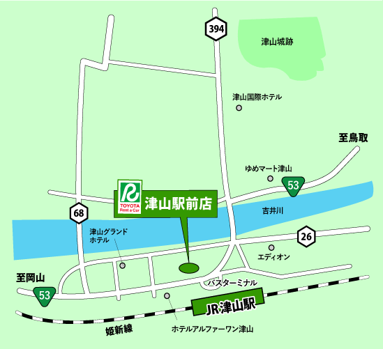 トヨタレンタリース岡山 津山駅前店地図