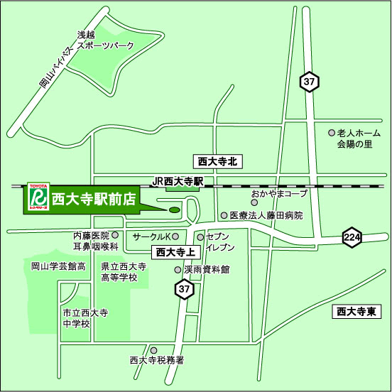トヨタレンタリース岡山 西大寺駅前店地図